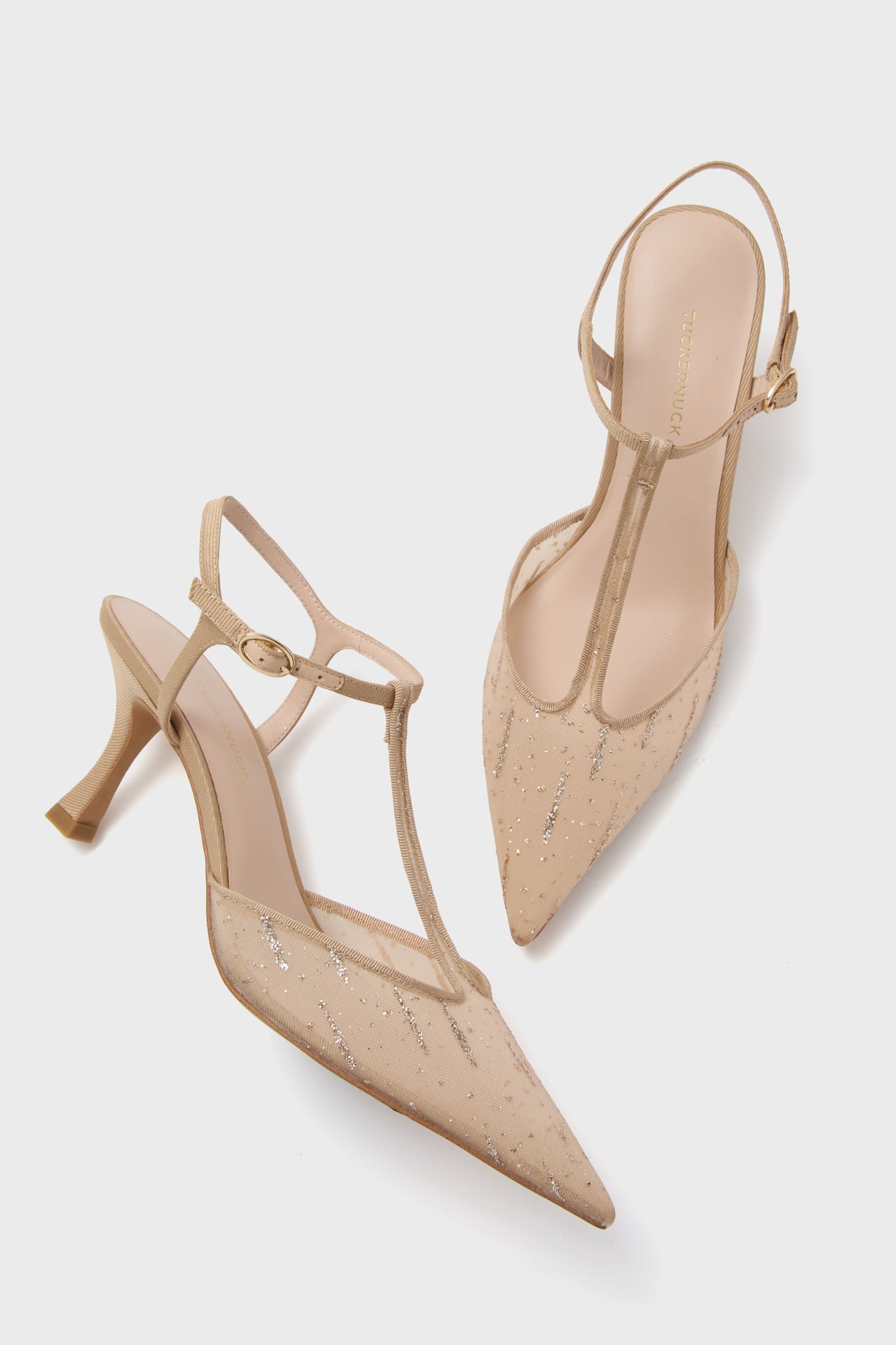 Nude Glitter Mesh Margot Heels