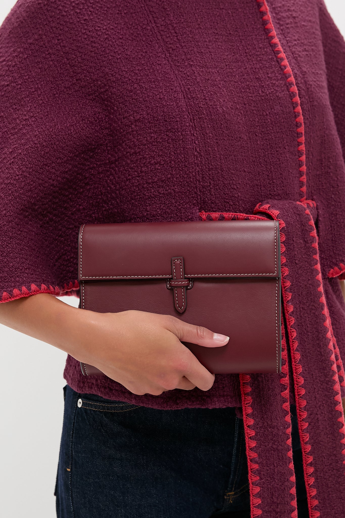 Burgundy Small Soft Napa Clutch