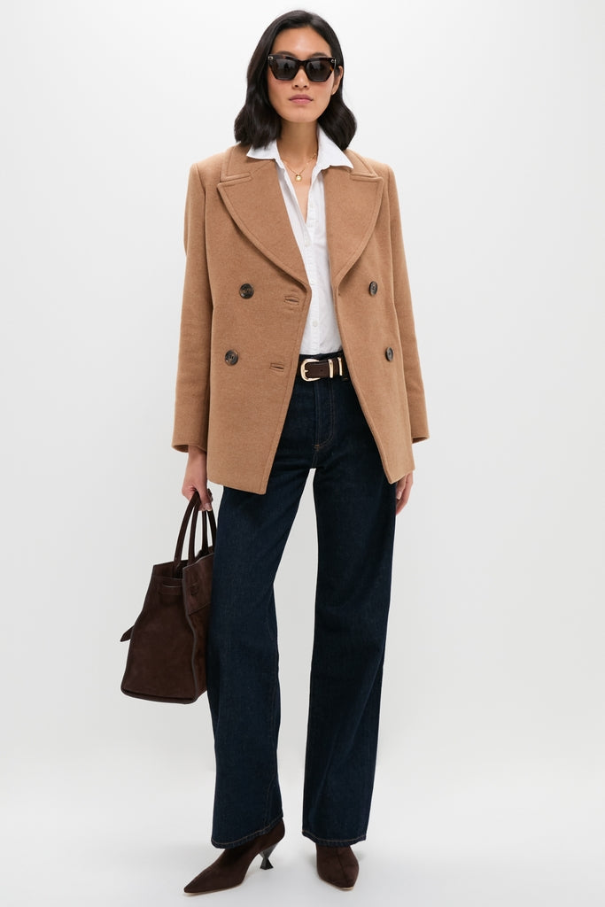 Camel Indie Military Wool Peacoat