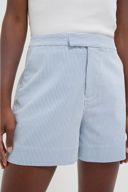 Light Blue Seersucker Ruth Short