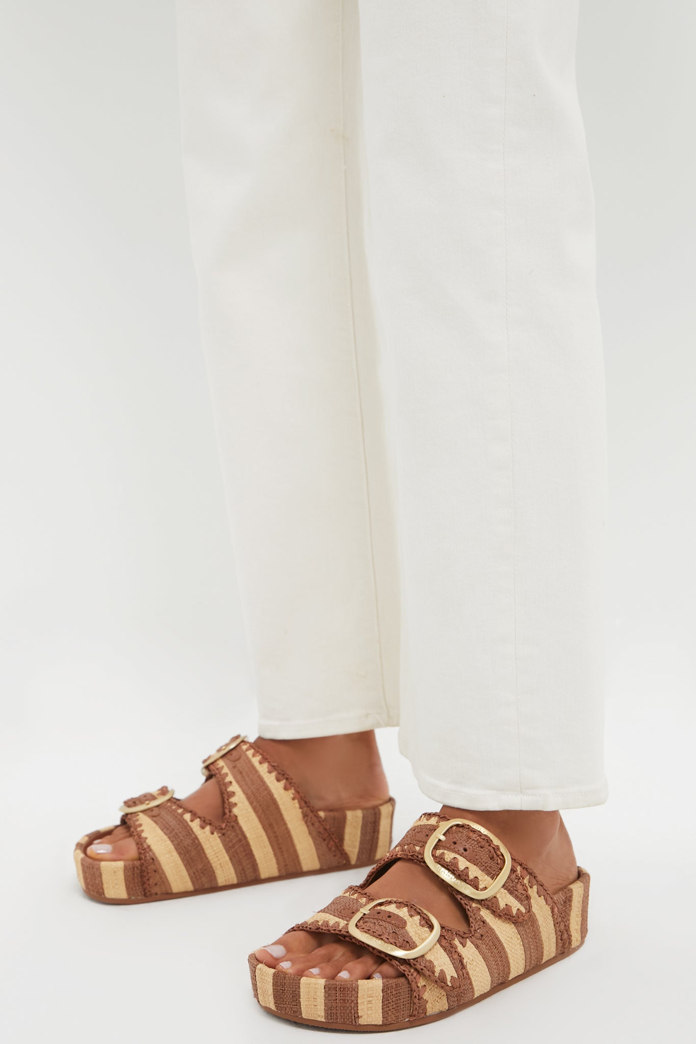 Brown Striped Theo Sandals