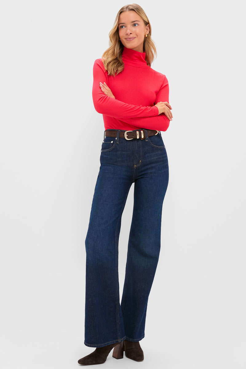 Red Lightweight Ribbed Topanga Turtleneck