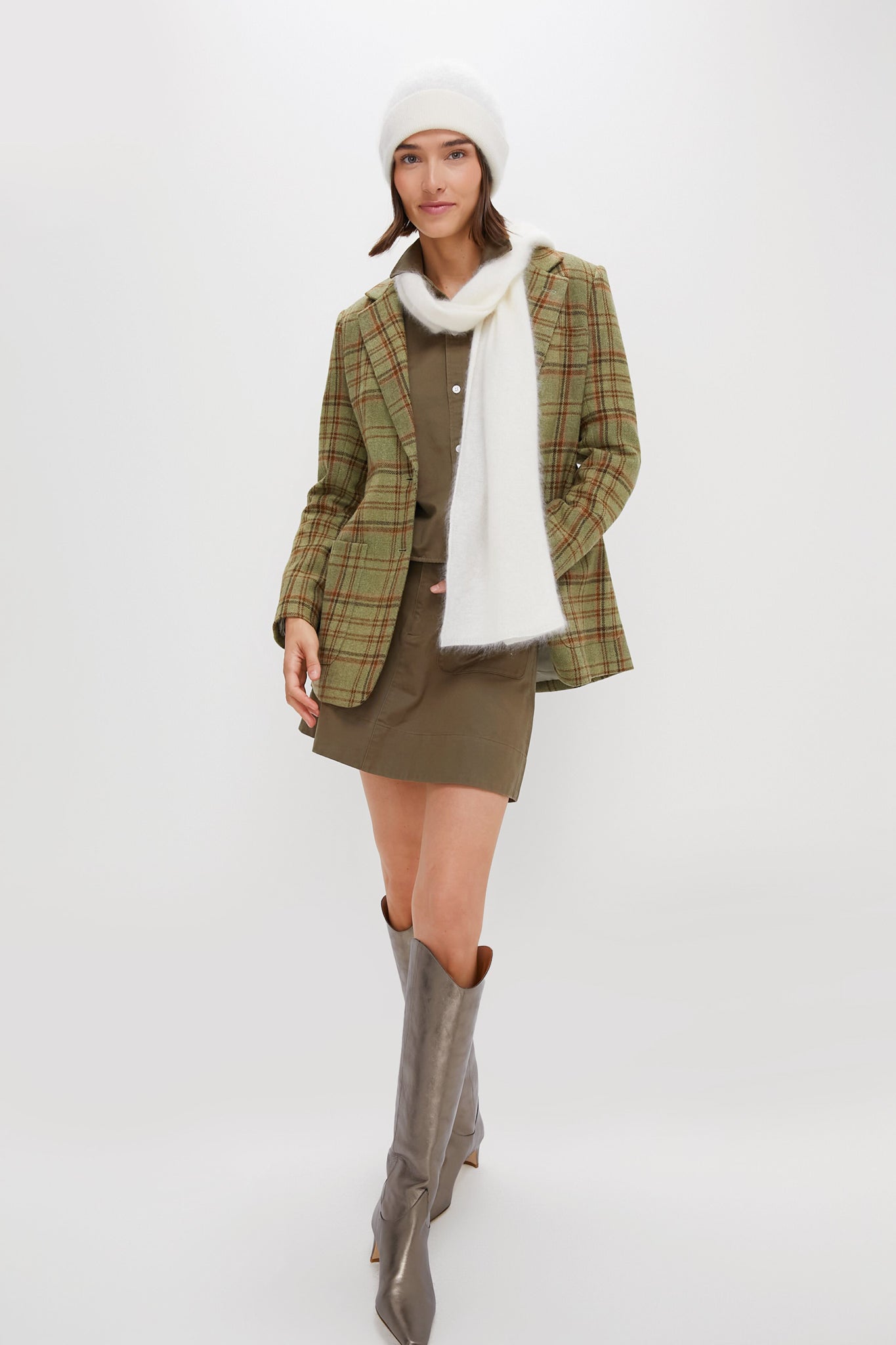 Cream Cashmere Hat and Scarf Set