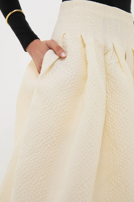 Cream Fayetta Embossed Bubble Skirt