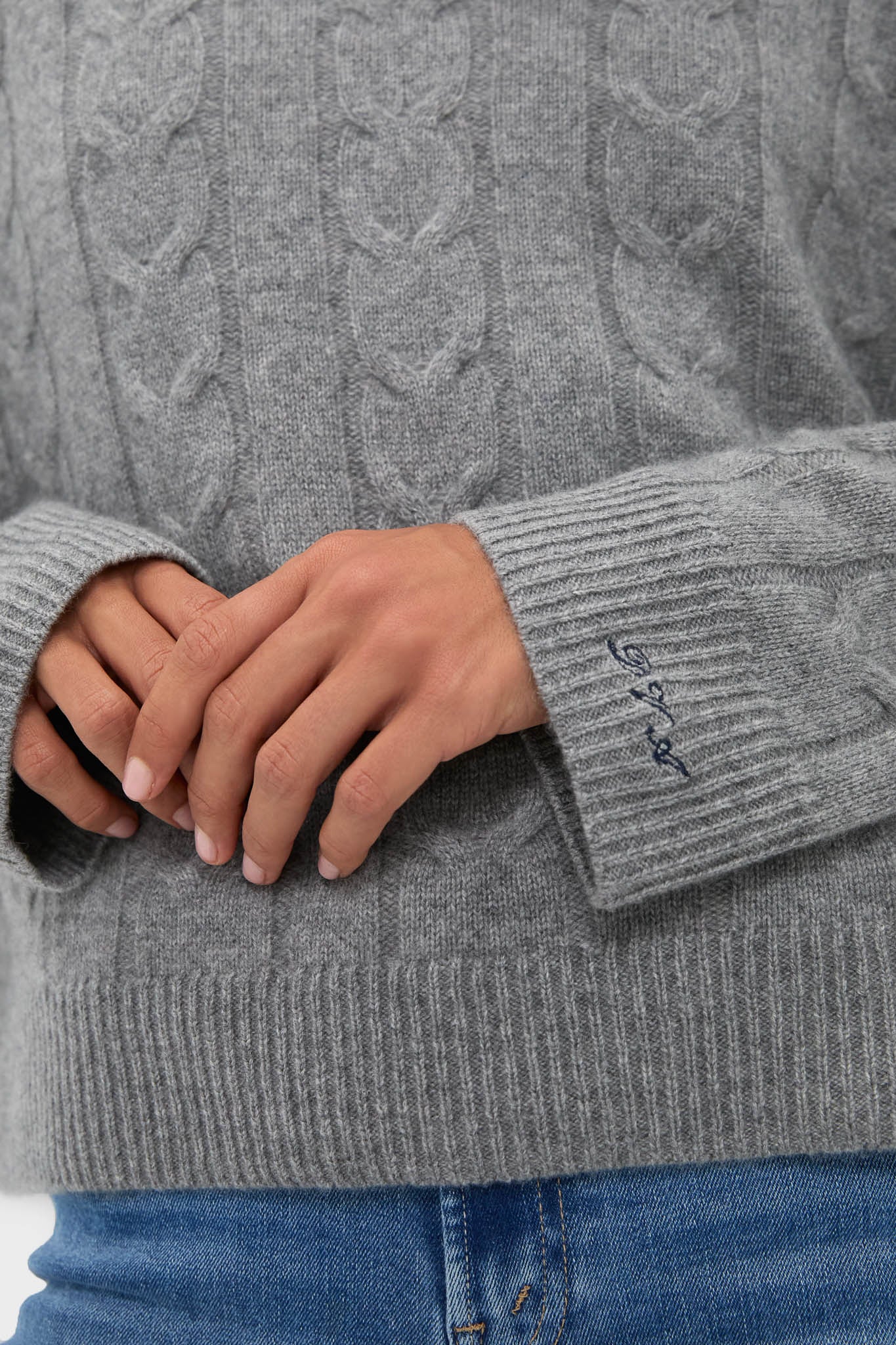 Shadow Gray Cashmere Eloise Cable Knit Sweater | Tuckernuck
