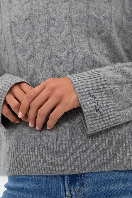 Shadow Gray Cashmere Eloise Cable Knit Sweater