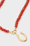 Exclusive Red Carnelian Gemstone Necklace with Horseshoe Charm