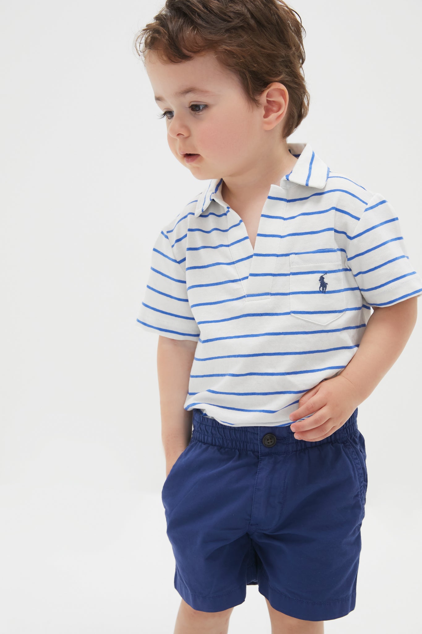 Boys Light Navy Parachute Twill Relaxed Fit Easy Short