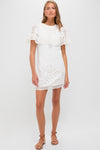 White Lula Embroidery Short Sleeve Mini Dress