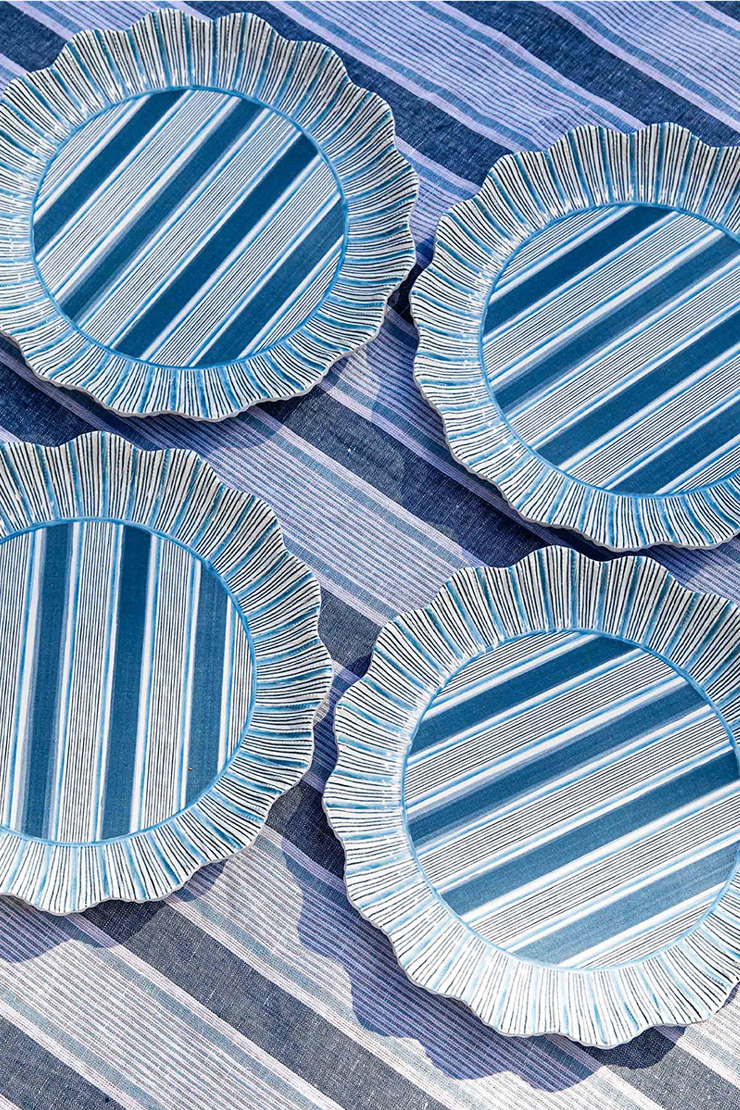 Ocean Cabana Stripe Melamine Dinner Plate Set of 4