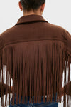 Brown Koda Crop Fringe Jacket