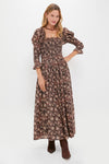 Brown Floral Jocelyn Maxi Dress