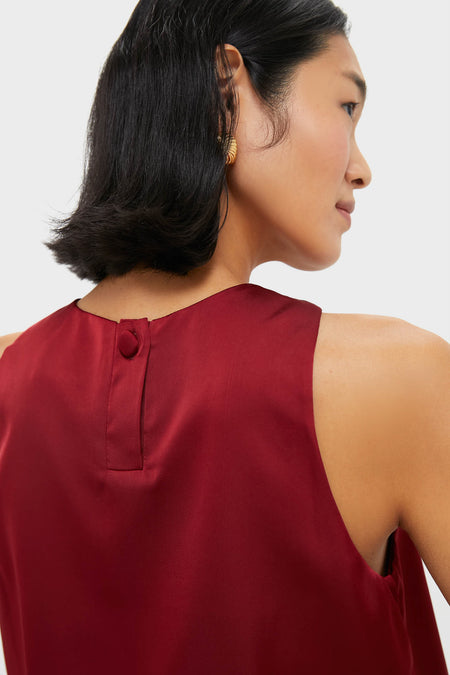 Red Satin Ramona Bubble Hem Top