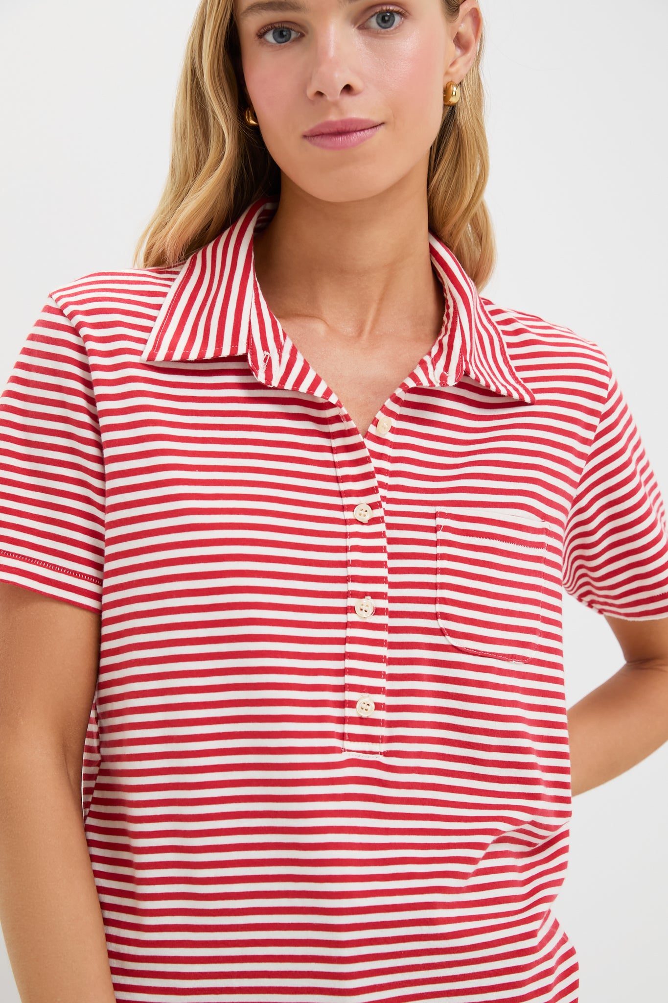 Sun Cherry Stripe The Lacrosse Polo