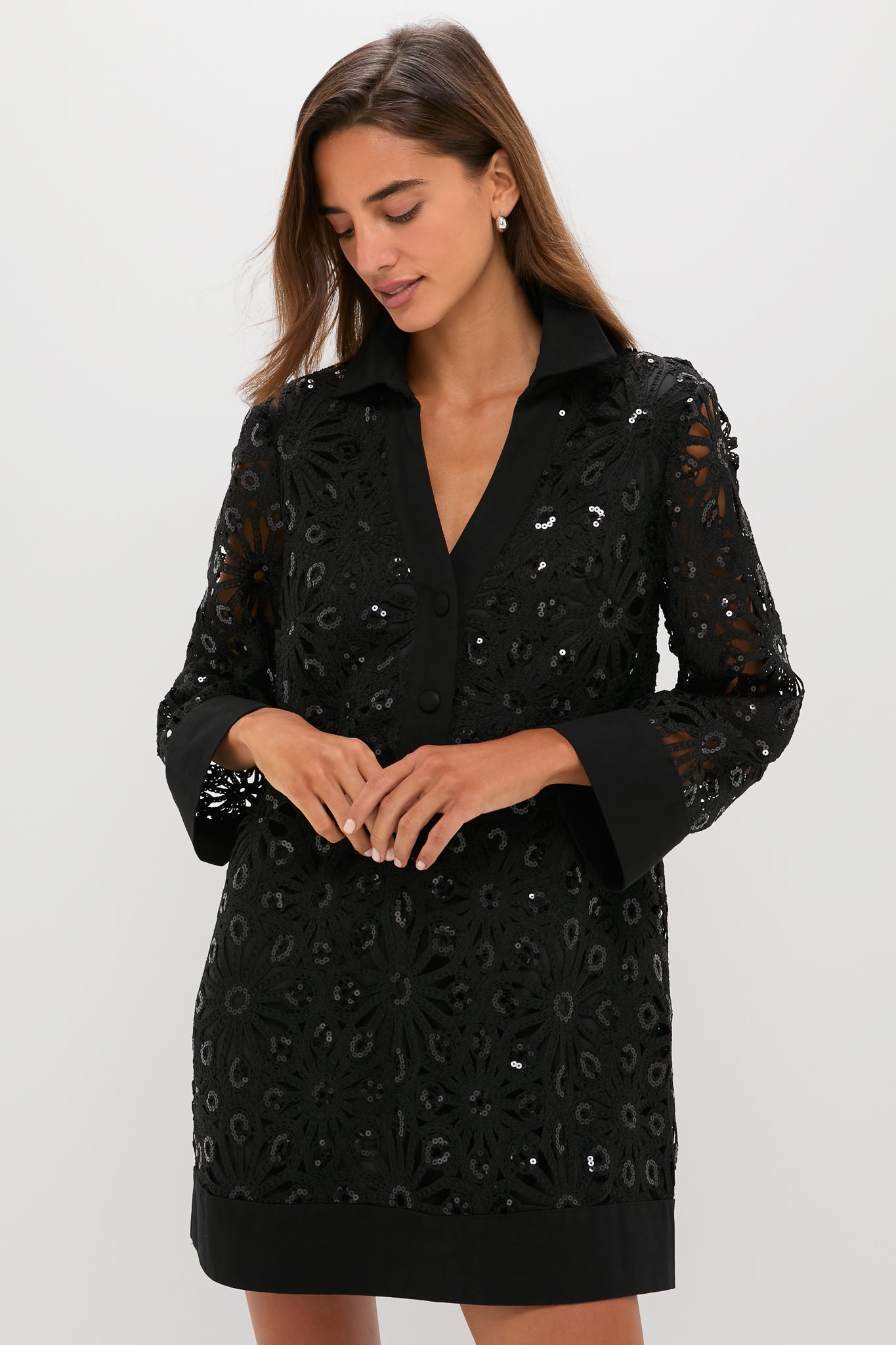 Tuckernuck Black Crochet Sparkle Collier Dress Black / XS