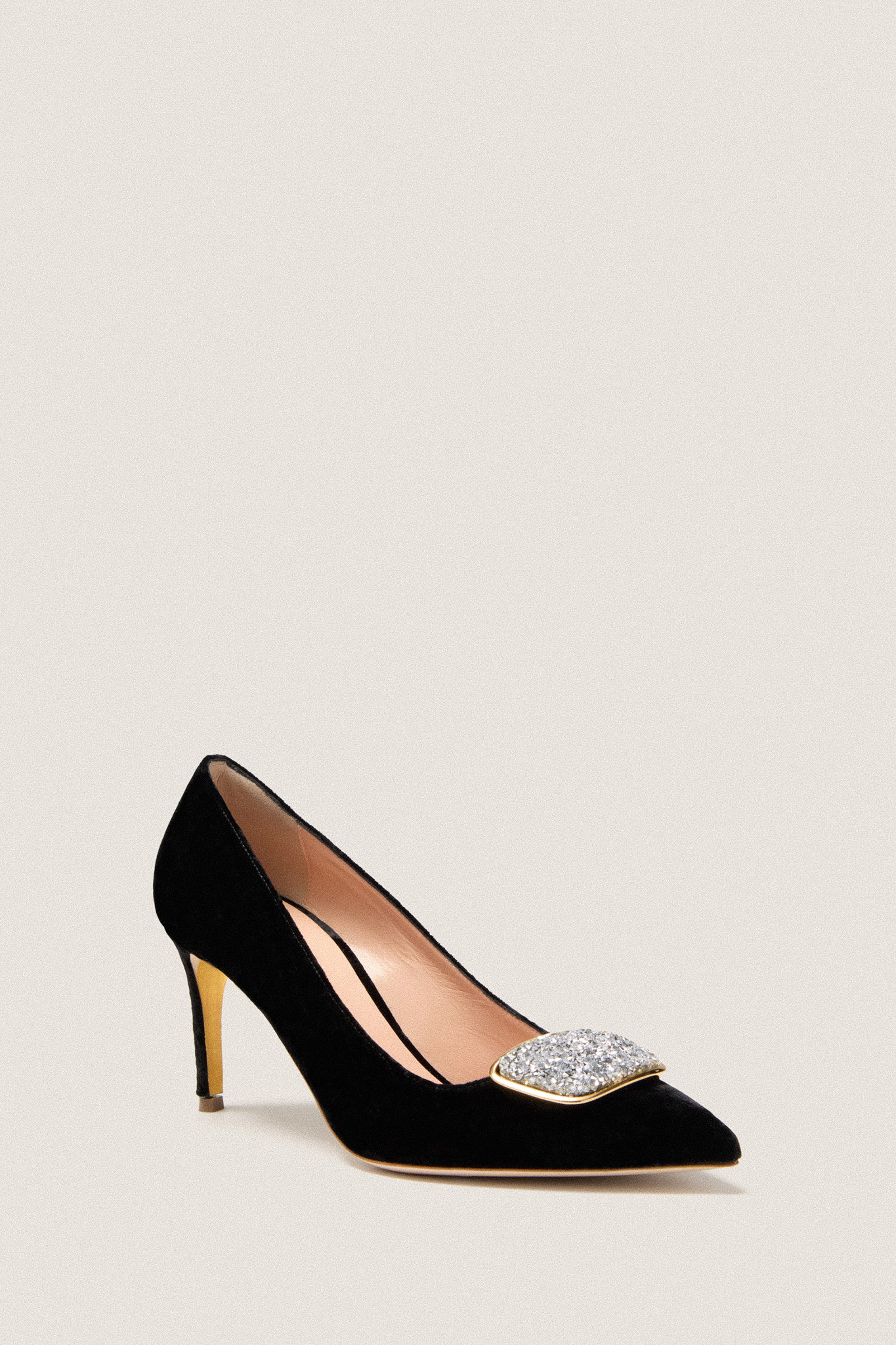 Black Crushed Velvet New Nada Heels | Rupert Sanderson