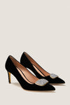 Black Crushed Velvet New Nada Heels