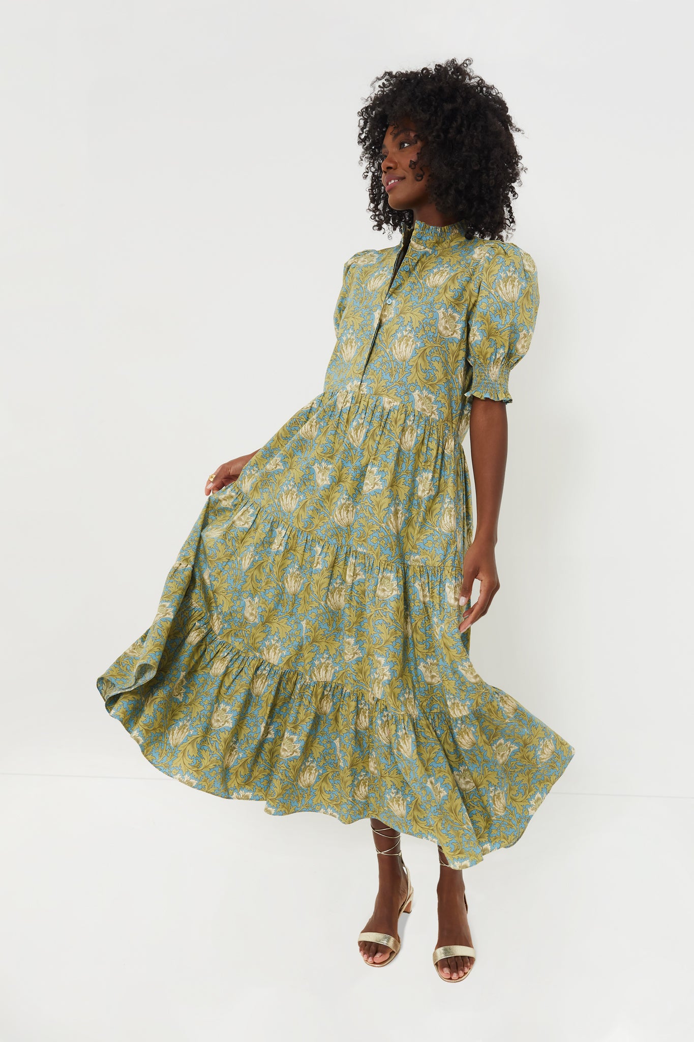 Blue and Green Leafy Floral Bennett Maxi Dress | Hyacinth House Blue and Green Leafy Floral Bennett Maxi Dress | Hyacinth House