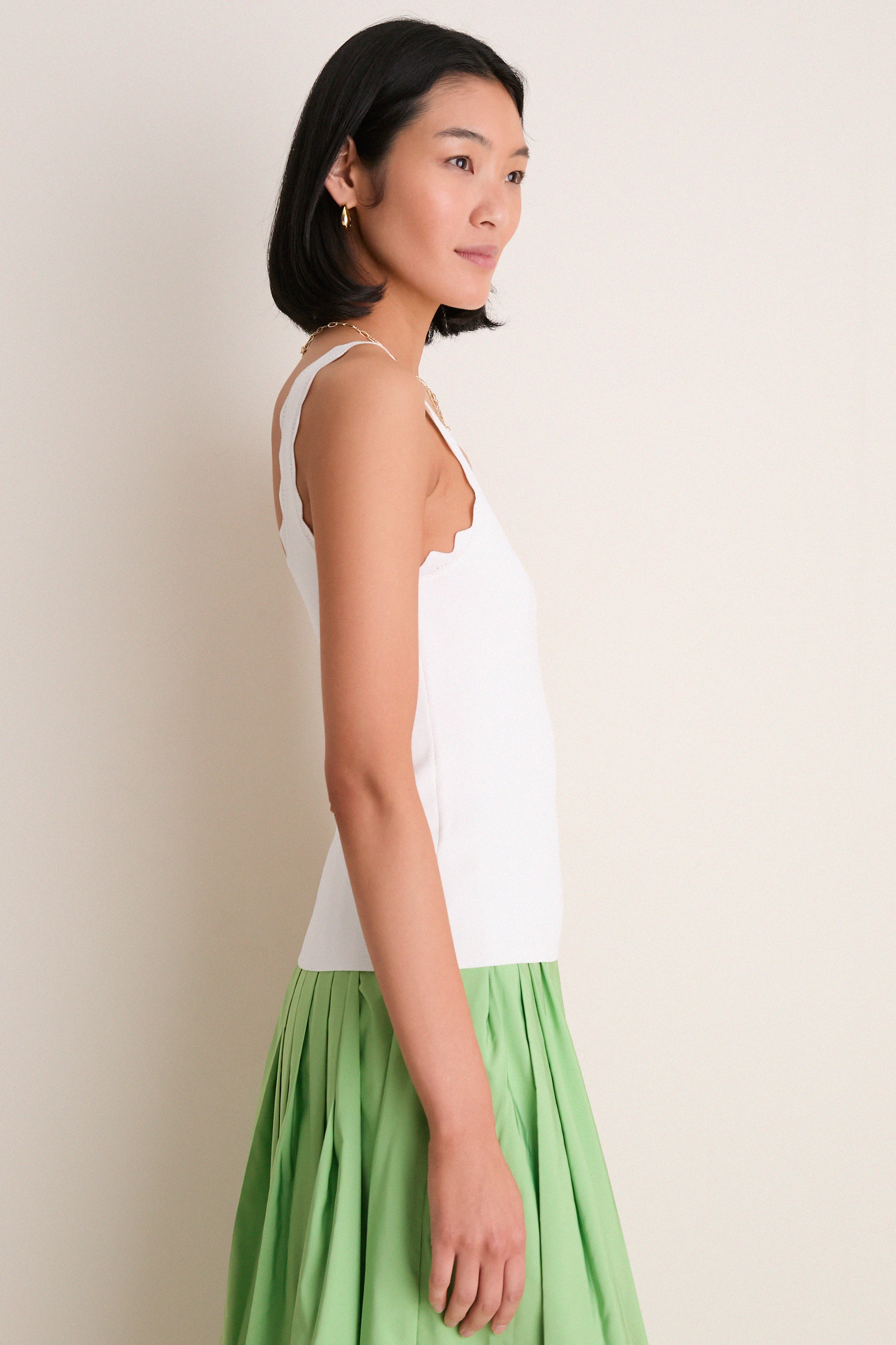 White Ric Rac Compression Tank