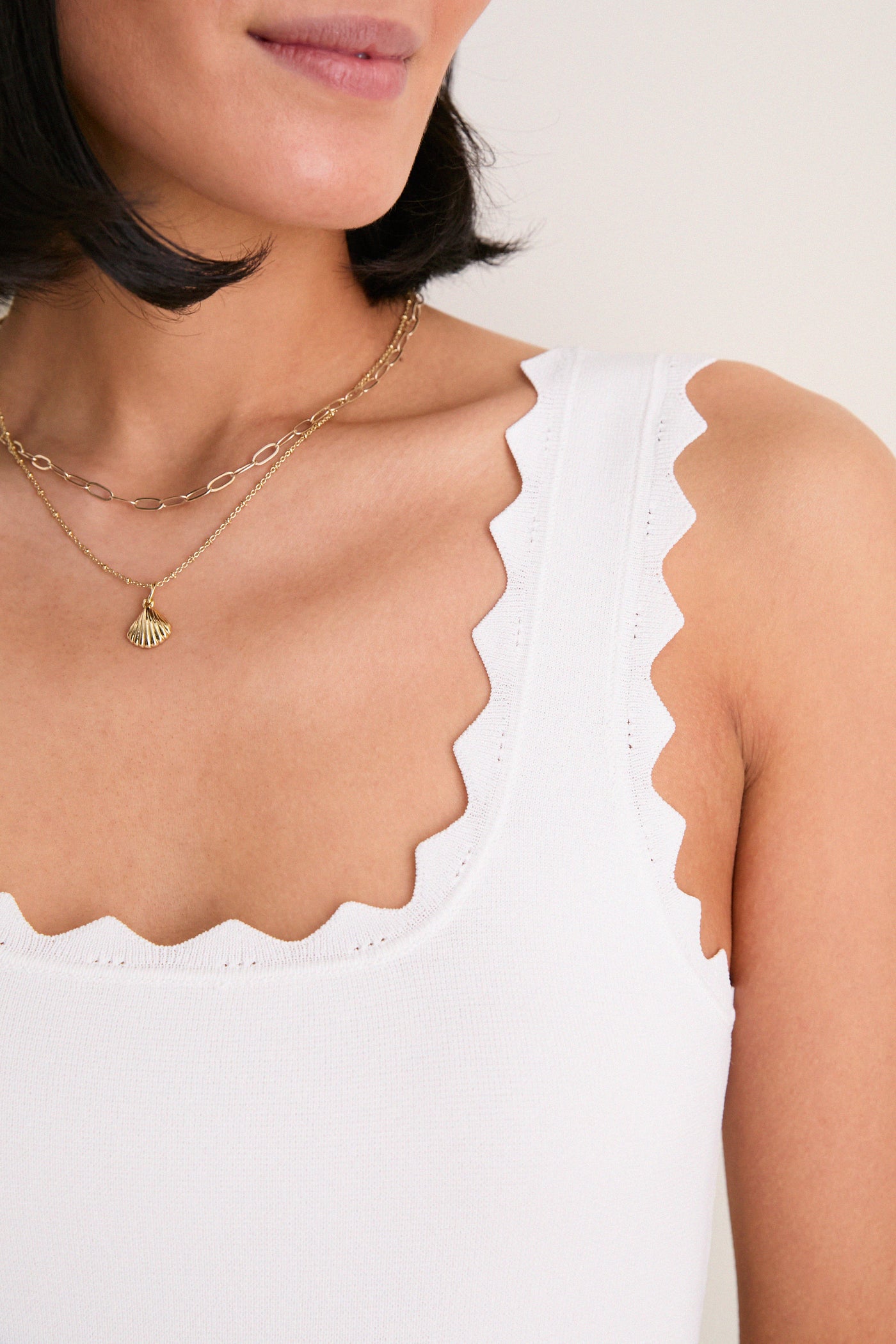 White Ric Rac Compression Tank