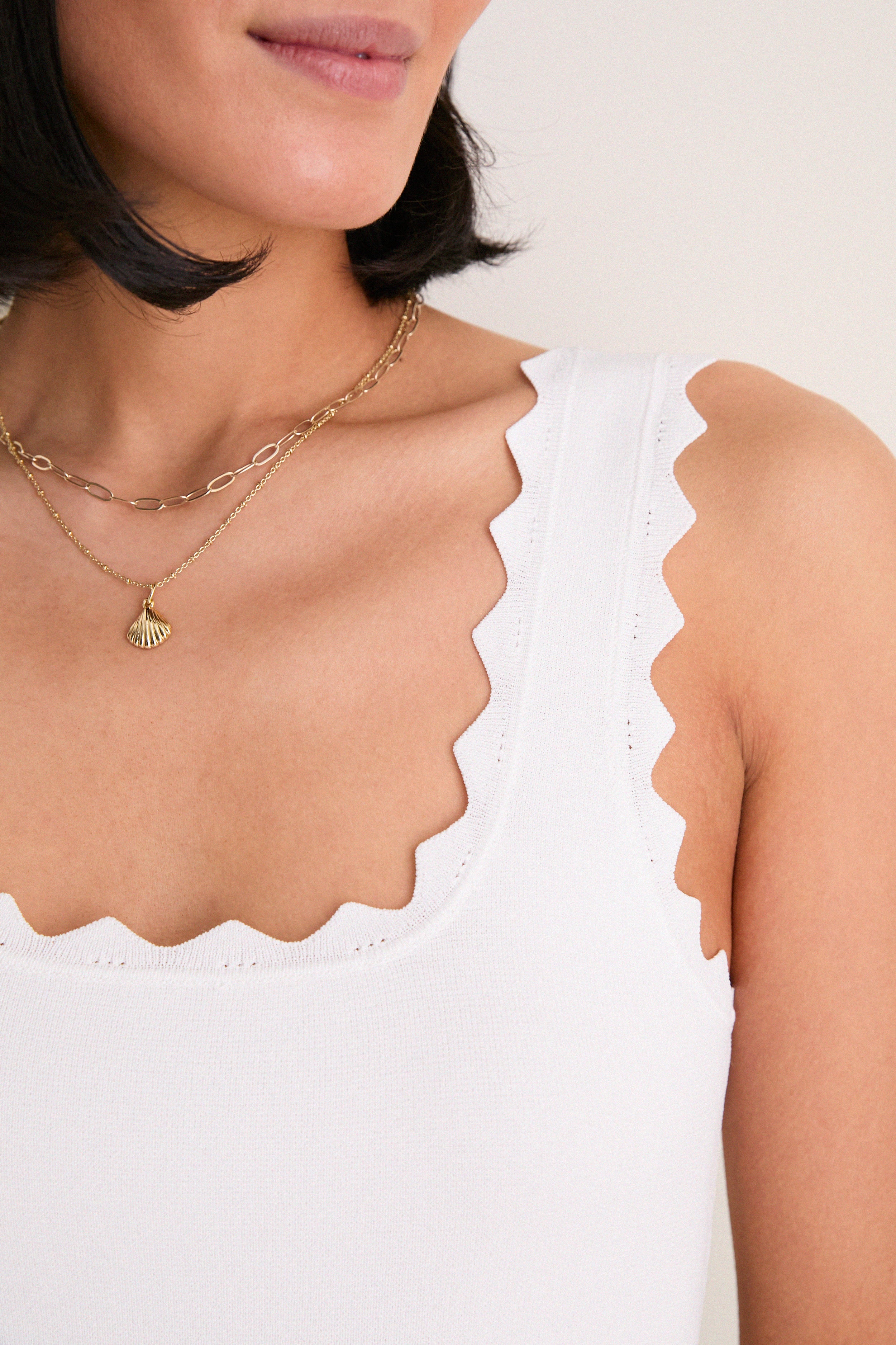 White Ric Rac Compression Tank