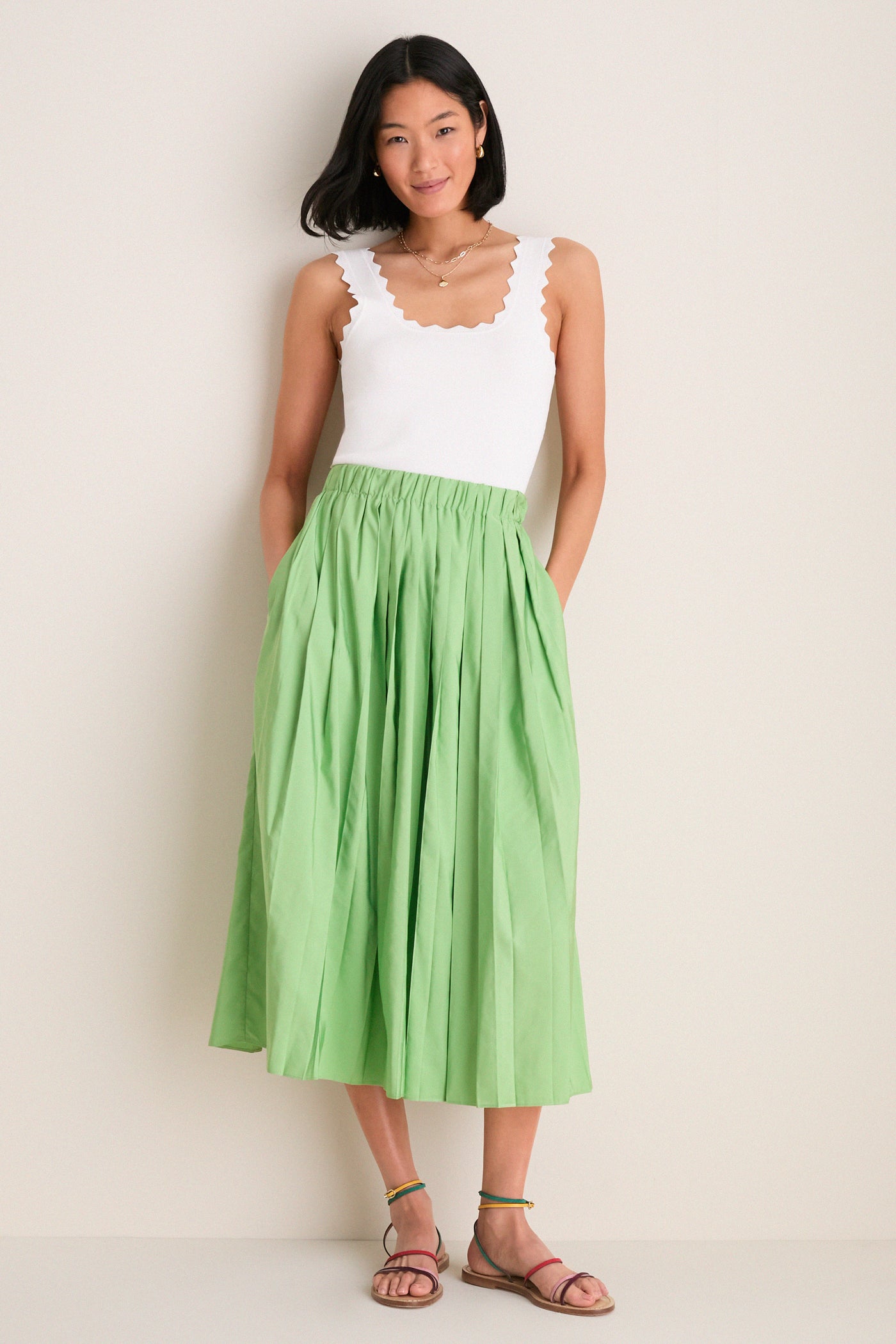 White Ric Rac Compression Tank