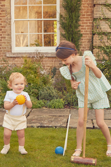 Maxwell Gingham Smock Detail Blouse in Green