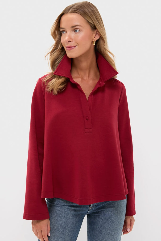 Red Carlyn Long Sleeve Polo