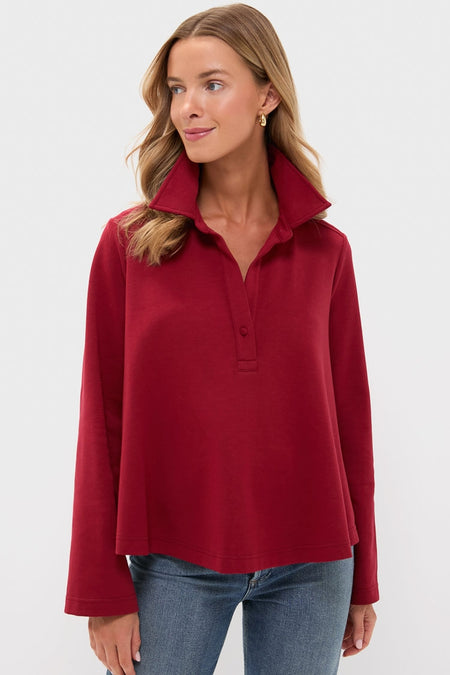 Red Carlyn Long Sleeve Polo