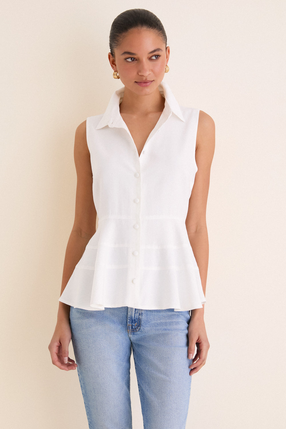 White Sleeveless Ashlen Blouse