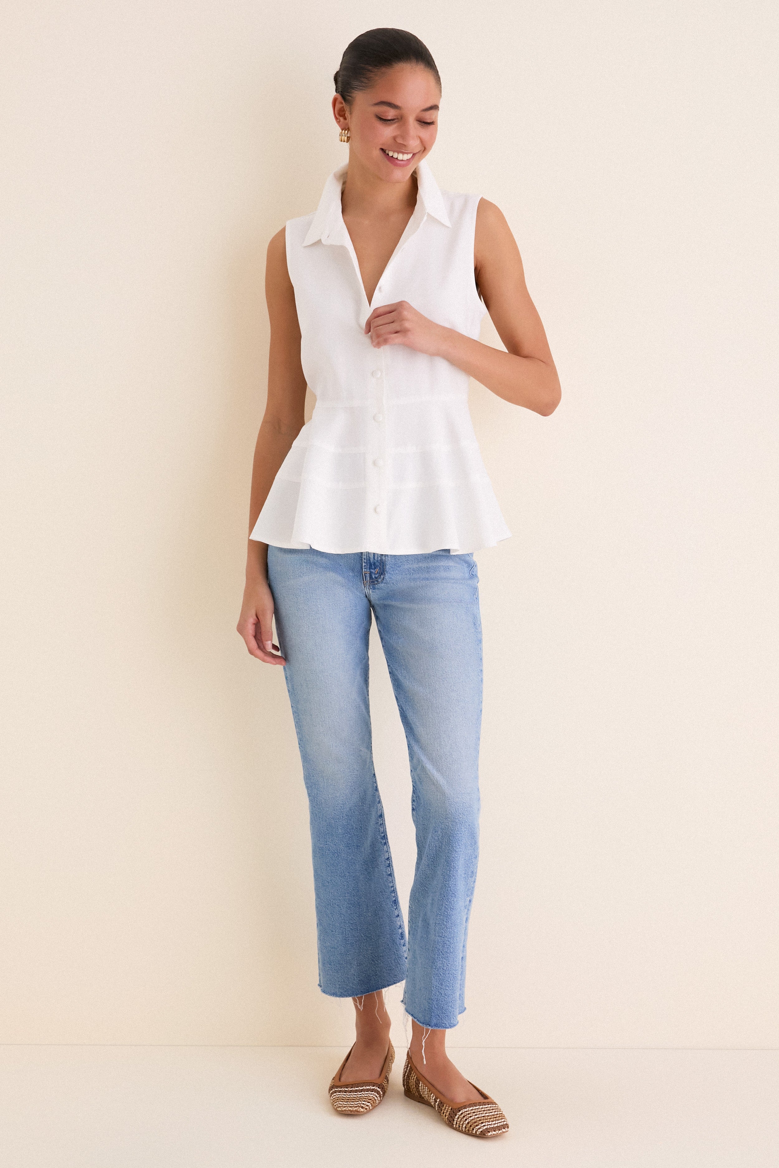 White Sleeveless Ashlen Blouse