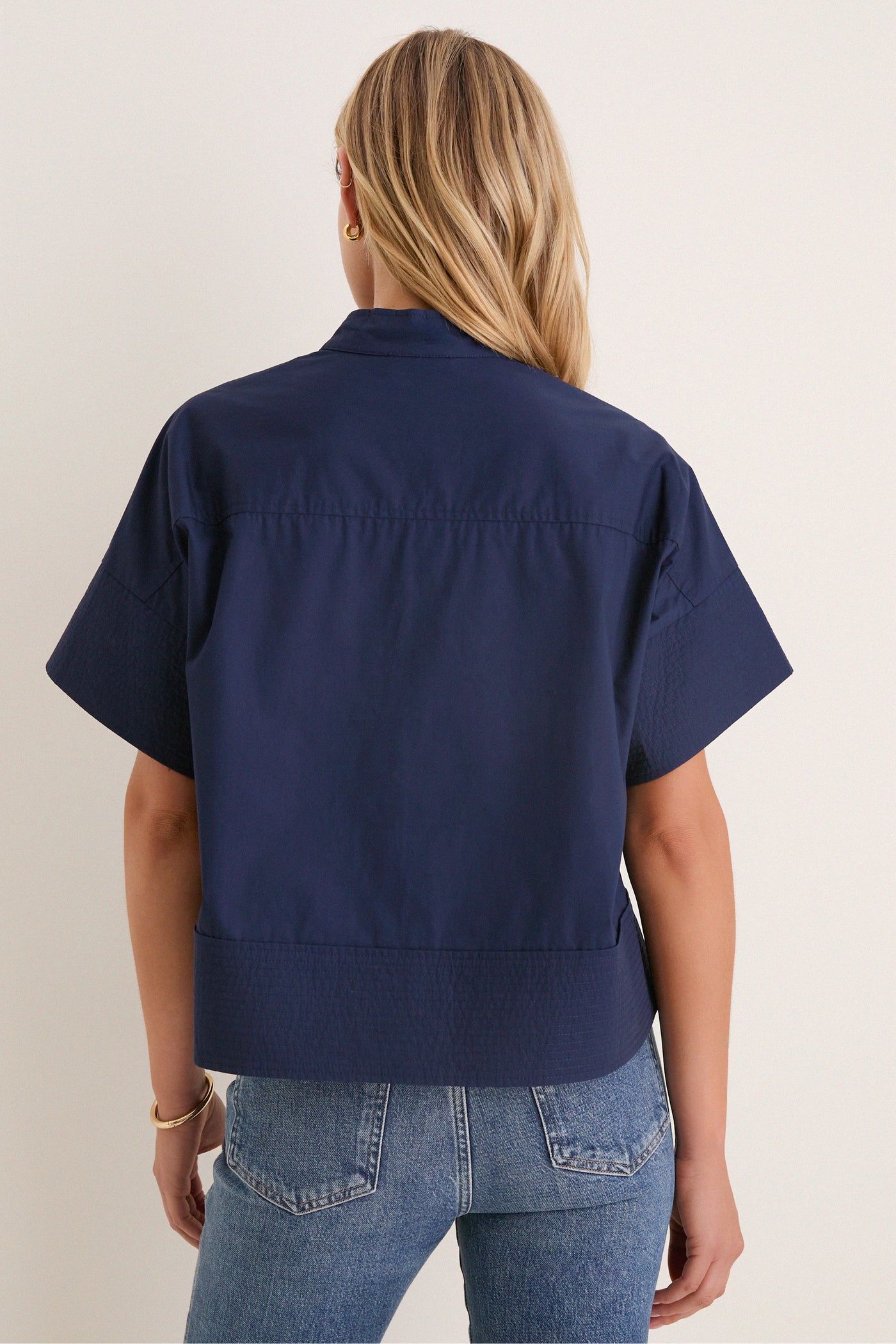 Navy Trapunto Stitch Sofia Shirt