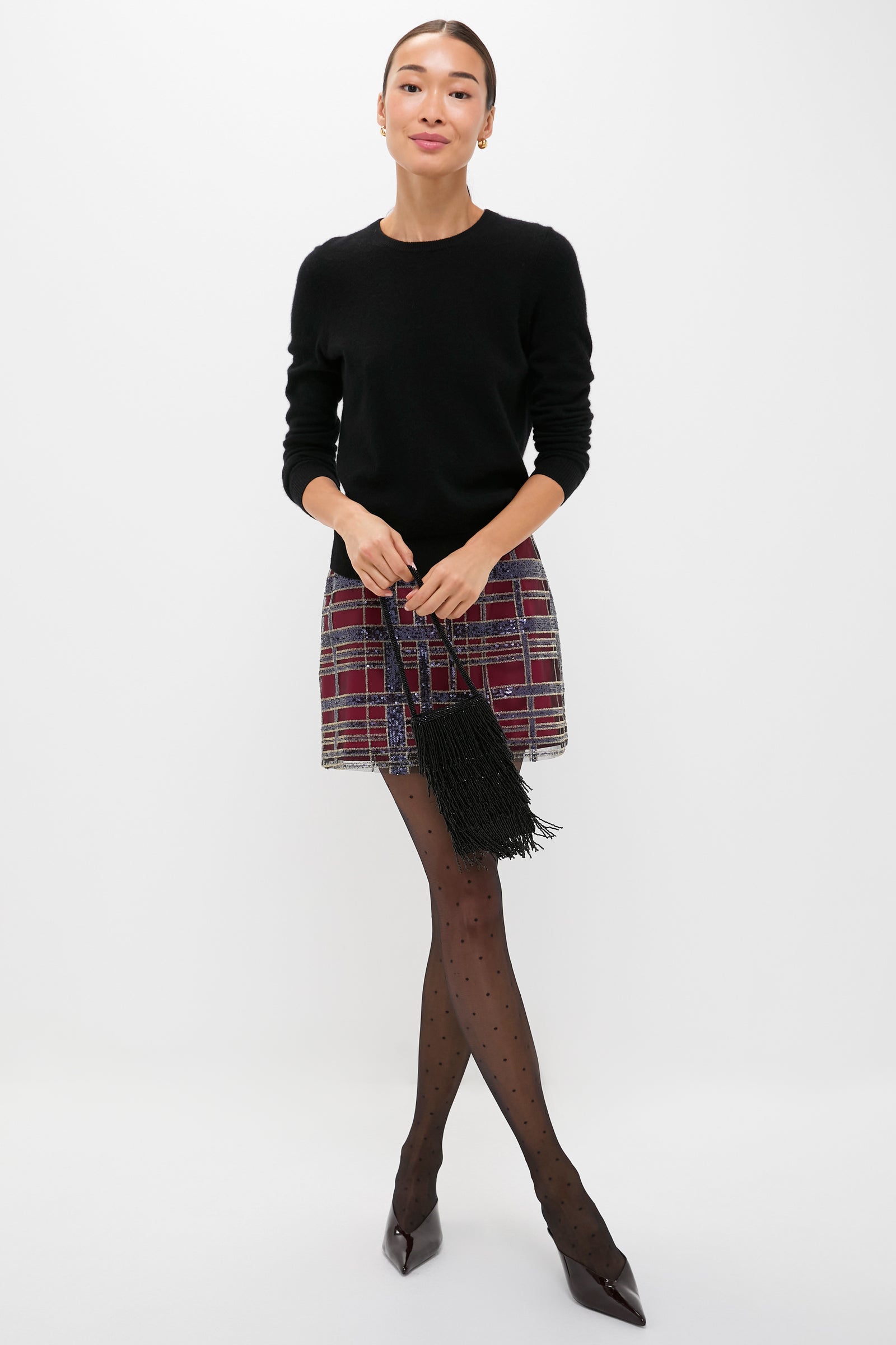 Sequin Plaid Meg A-Line Skirt