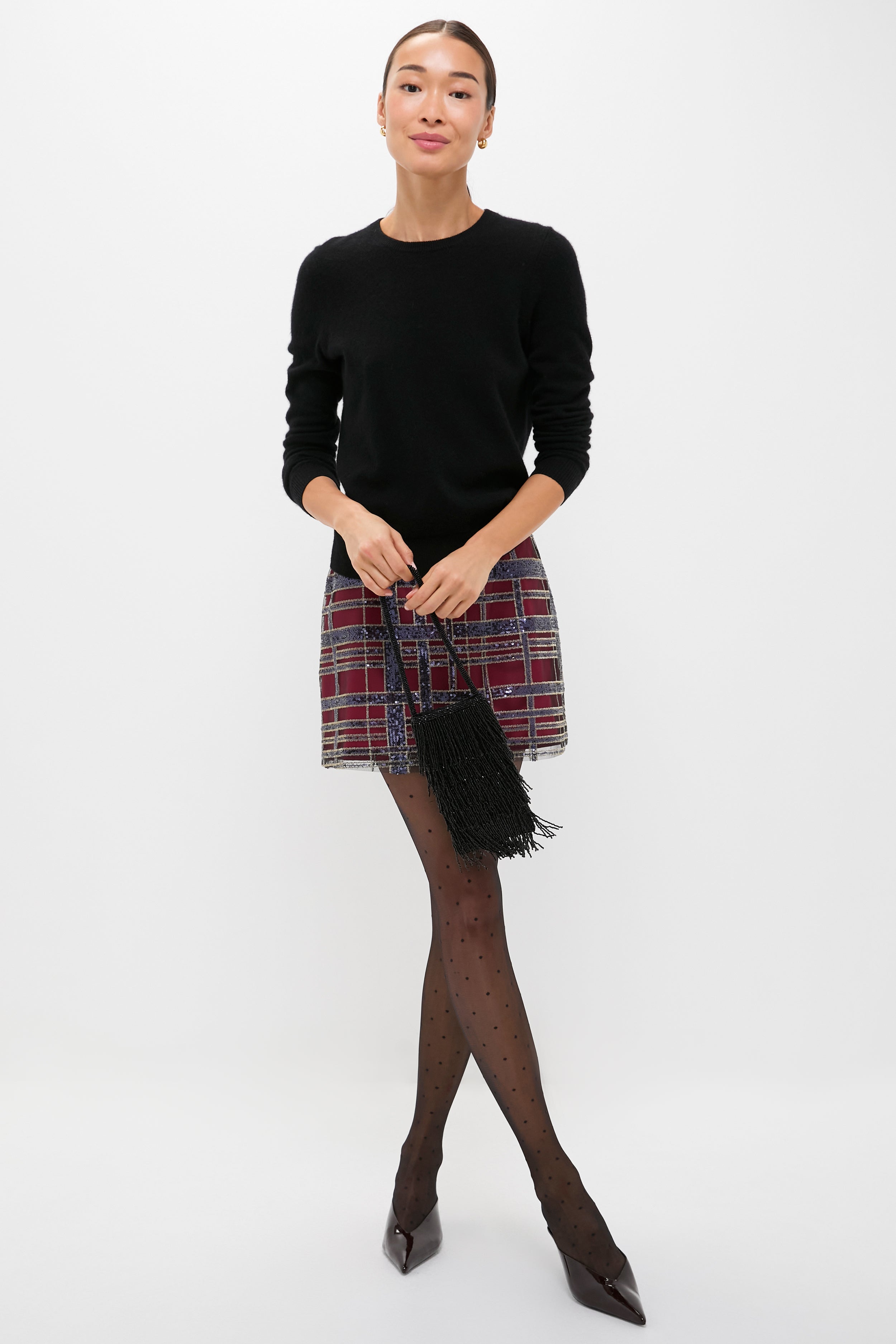 Sequin Plaid Meg A-Line Skirt