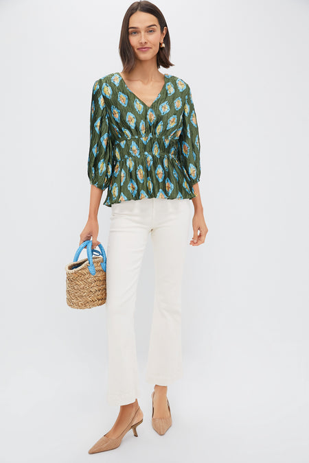 Olive and Aqua Diamond Maisy Blouse