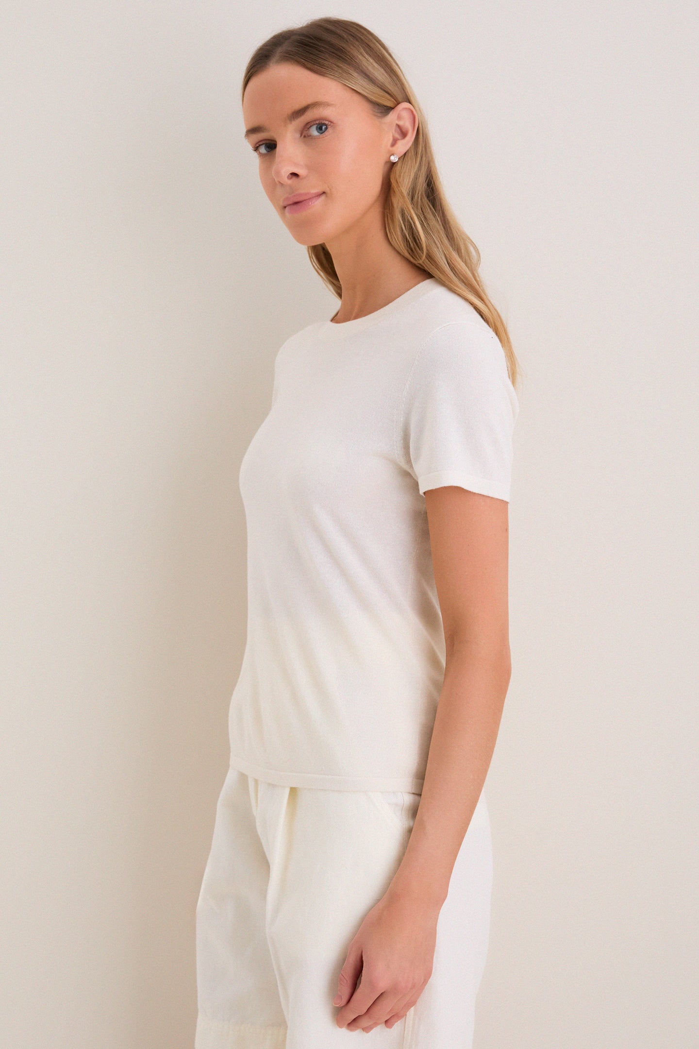 Ivory Cashmere Silk Katie Tee