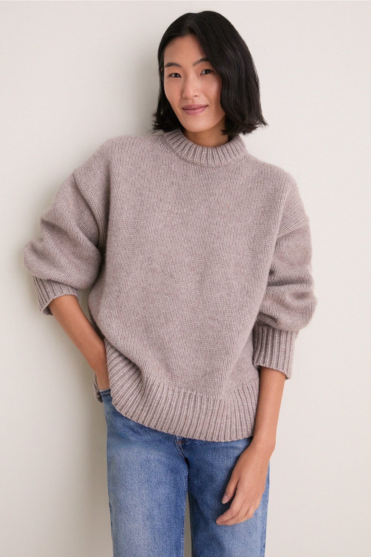 Wheat Genevieve Cashmere Wool Blend Crewneck Sweater