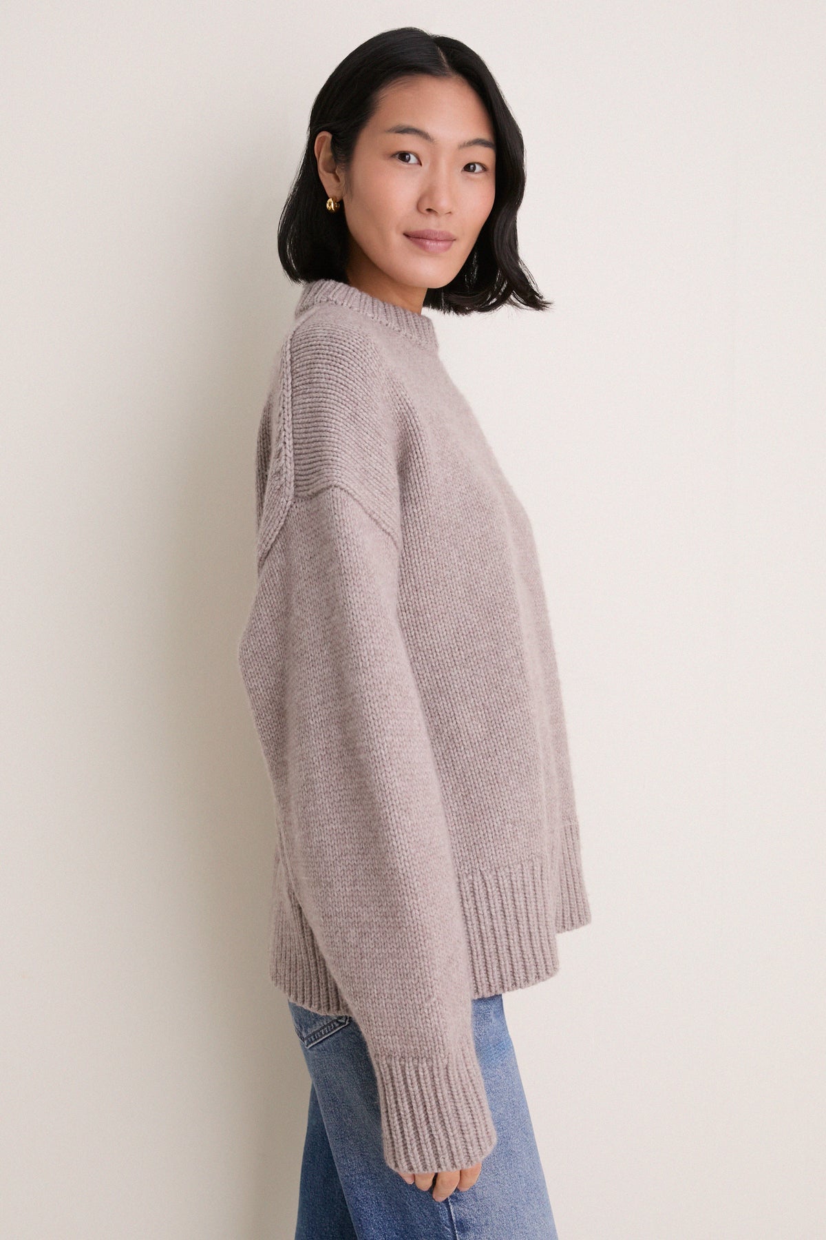 Wheat Genevieve Cashmere Wool Blend Crewneck Sweater