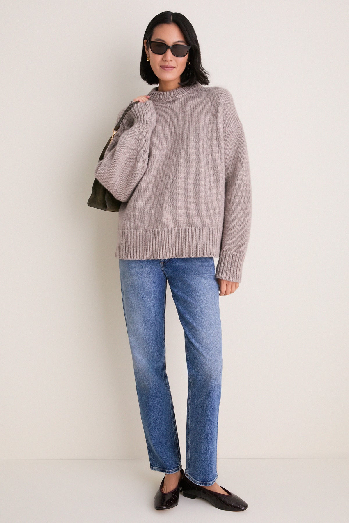 Wheat Genevieve Cashmere Wool Blend Crewneck Sweater