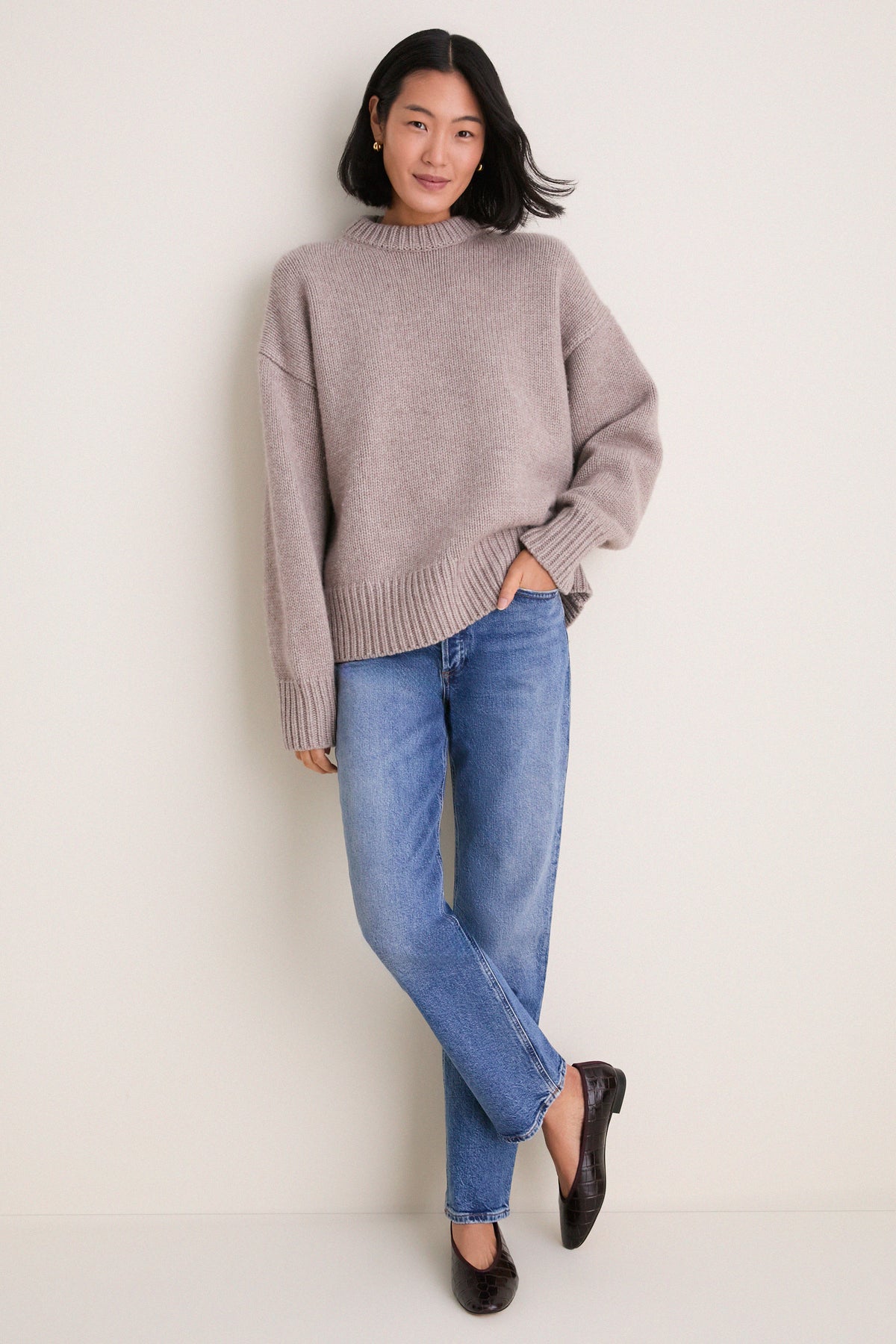 Wheat Genevieve Cashmere Wool Blend Crewneck Sweater
