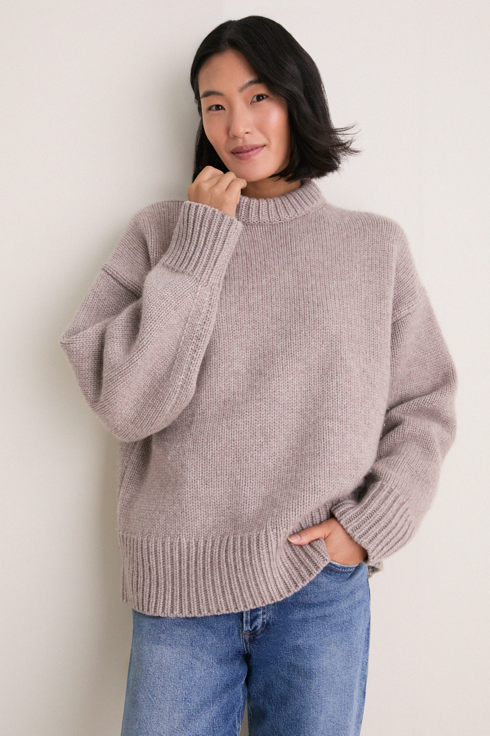 Wheat Genevieve Cashmere Wool Blend Crewneck Sweater