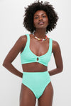Metallic Mint Nadine Bikini with Pearly Hoop