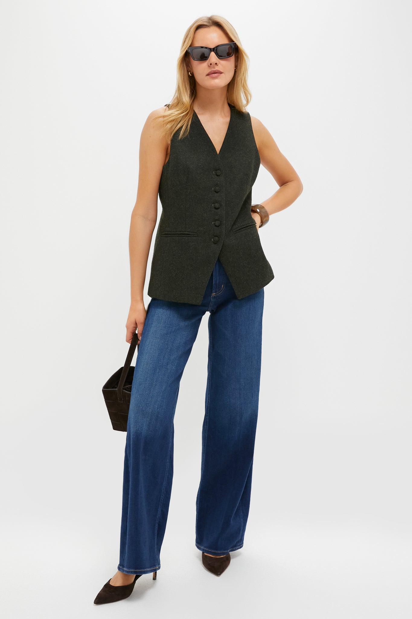 Hunter Green Tweed Herringbone Thompson Vest