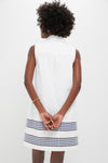 White High Tide Embroidered Stripe Sleeveless Collier Dress