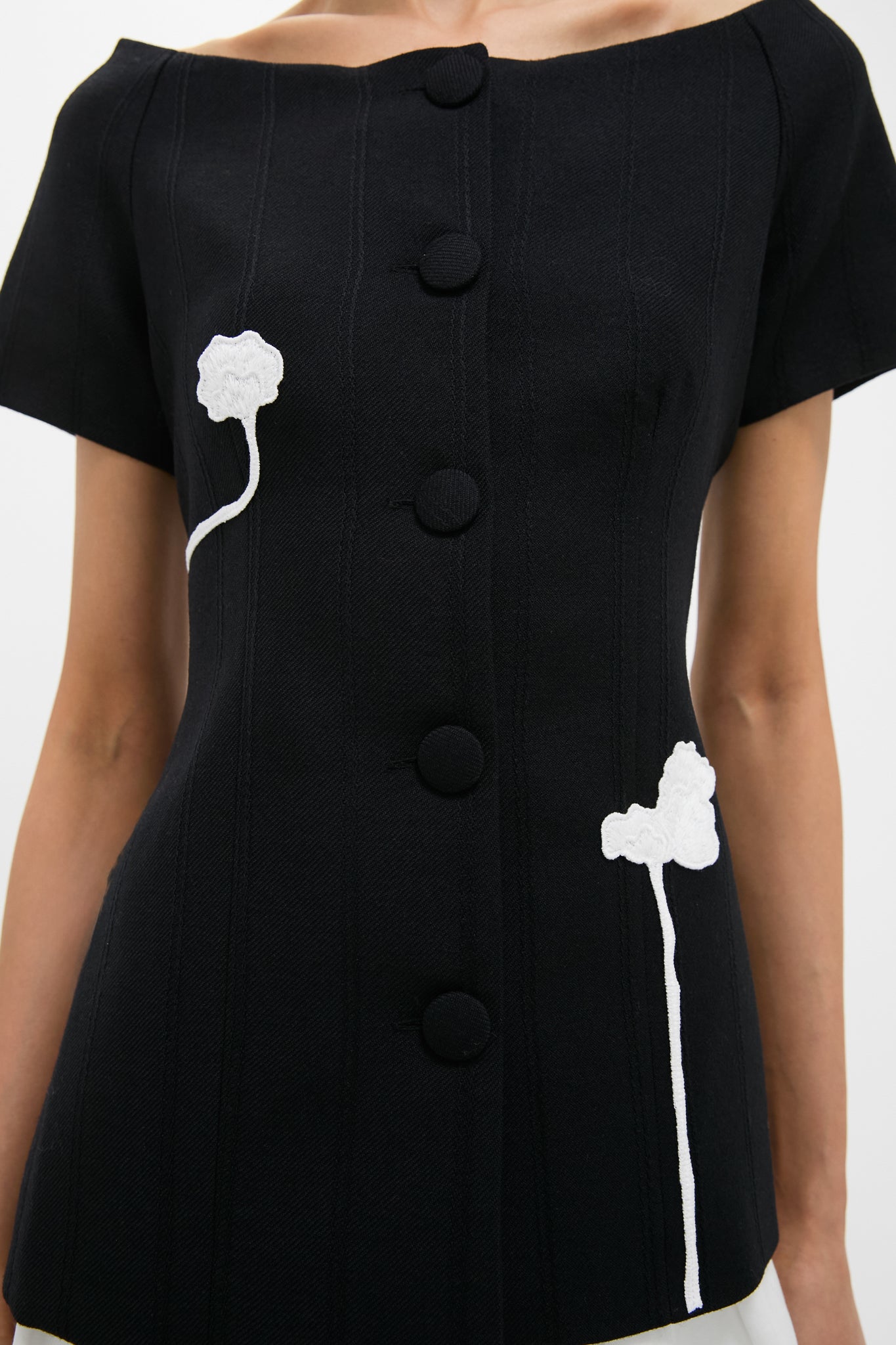 Black Hashiro Stripe Wool Top