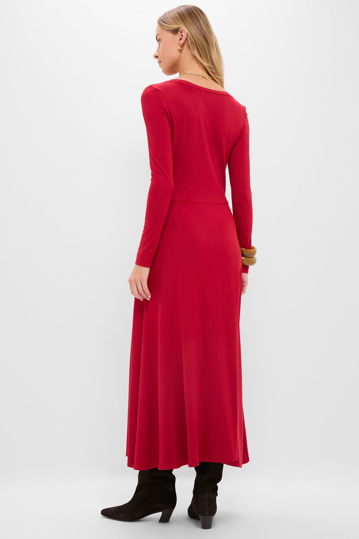 Red Long Sleeve Sara Maxi Dress