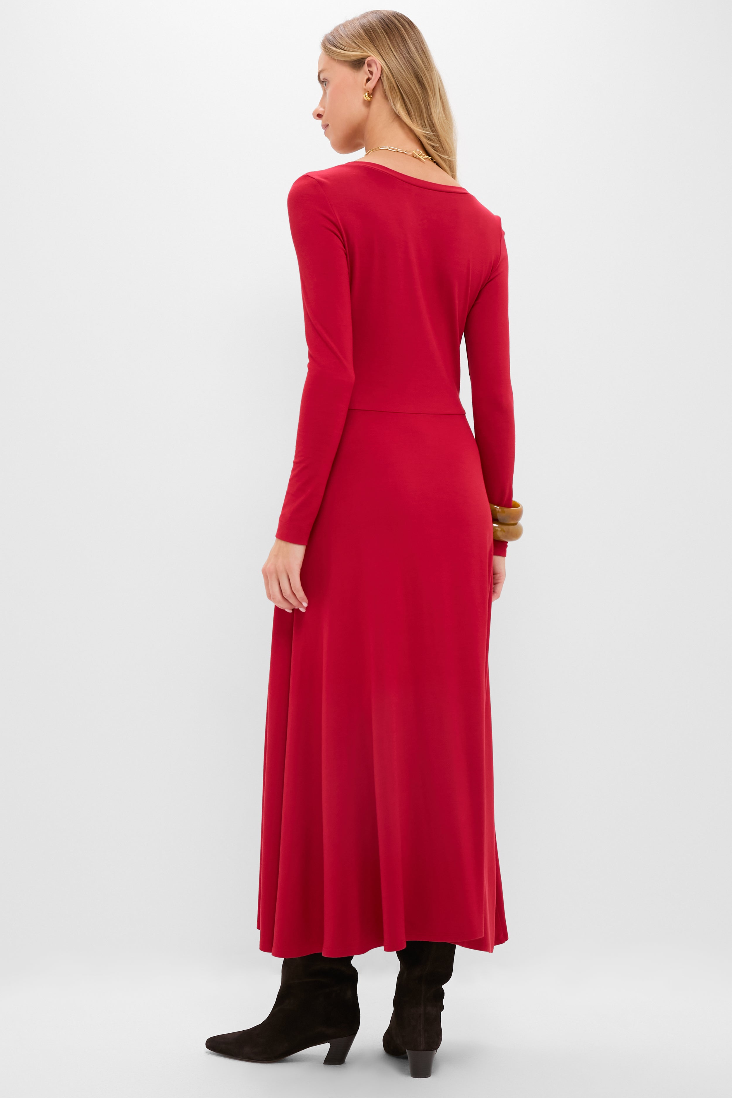 Red Long Sleeve Sara Maxi Dress