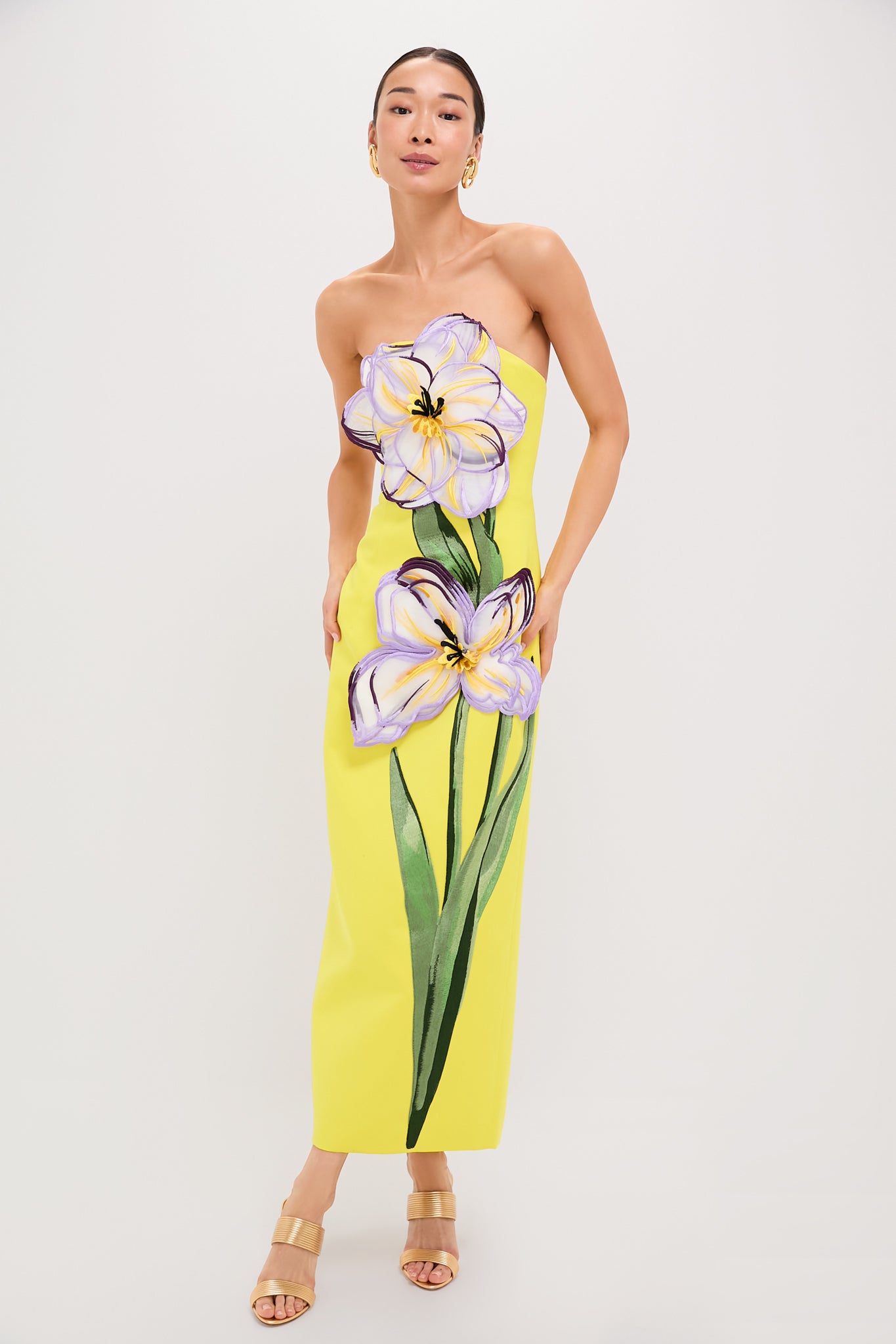 Yellow Iris Print Rayna Maxi Dress | Leo Lin Yellow Iris Print Rayna Maxi Dress | Leo Lin