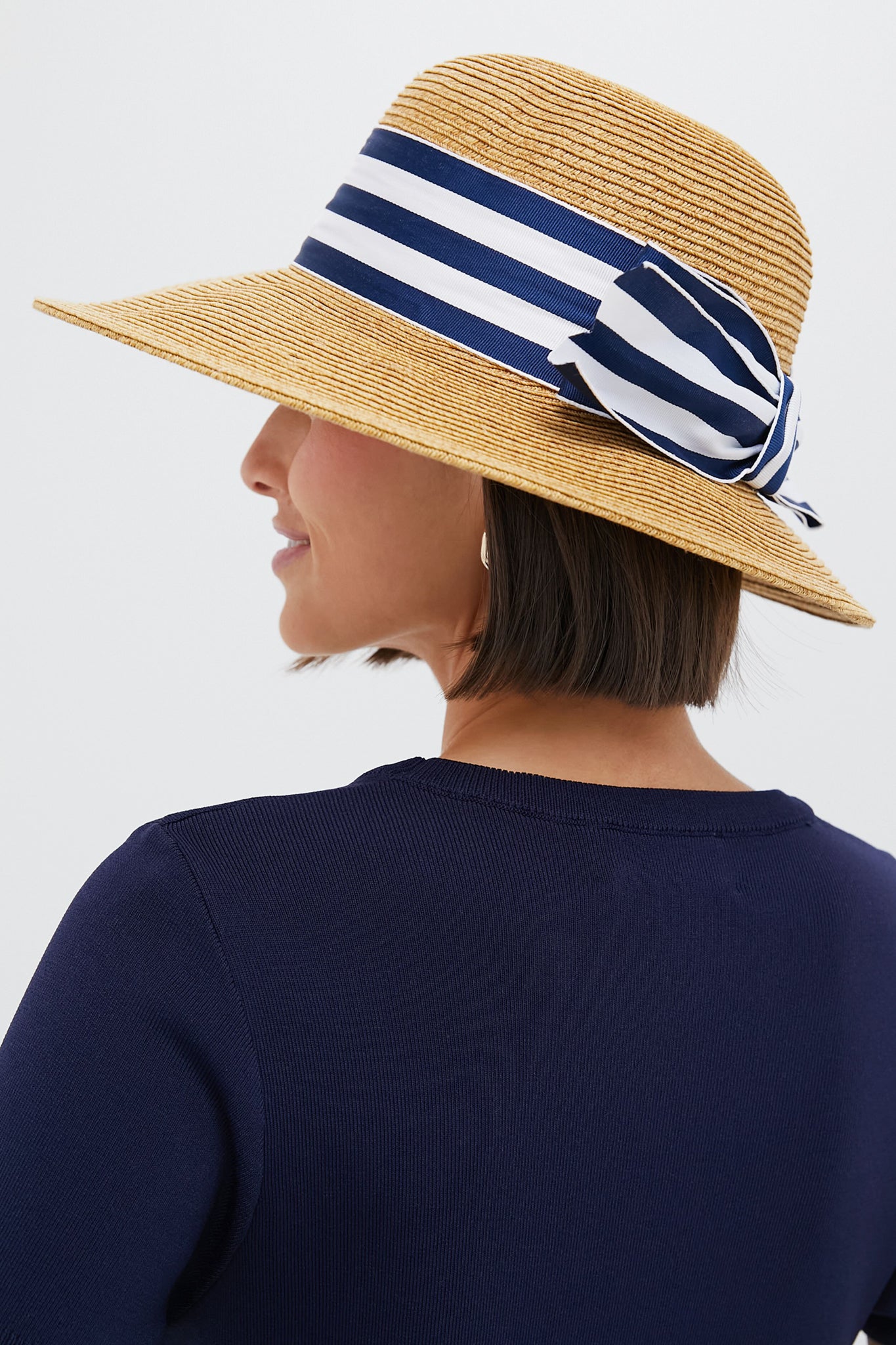 Exclusive Striped Packable Wide Bow Sunhat