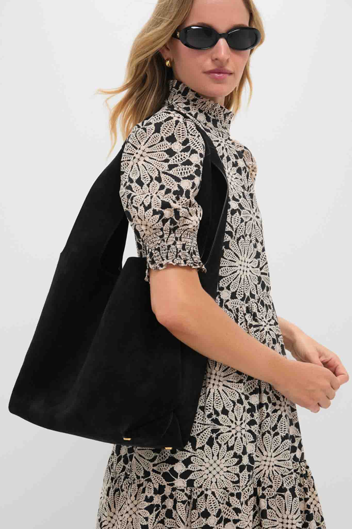 Black Suede Veronica Beard Sling Bag